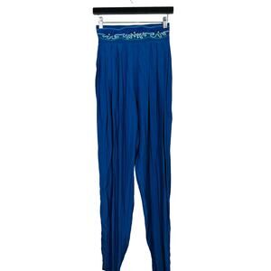 Cache Y2K Harem Pants Embroidered Beaded Waist Loose Fit Indigo - S